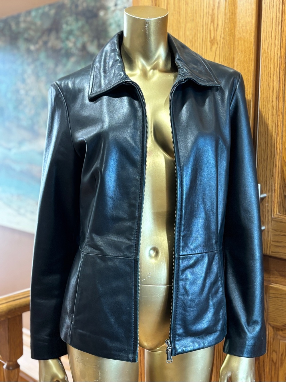 Danier Black Leather Zip-Up Jacket